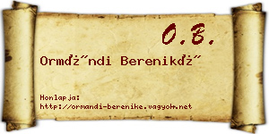 Ormándi Bereniké névjegykártya